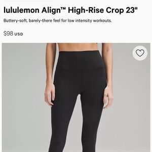 Lululemon align black crop leggings